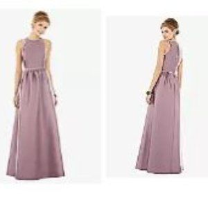 SLEEVELESS KEYHOLE BACK SATIN MAXI DRESS IN DUSTY ROSE Size 14R